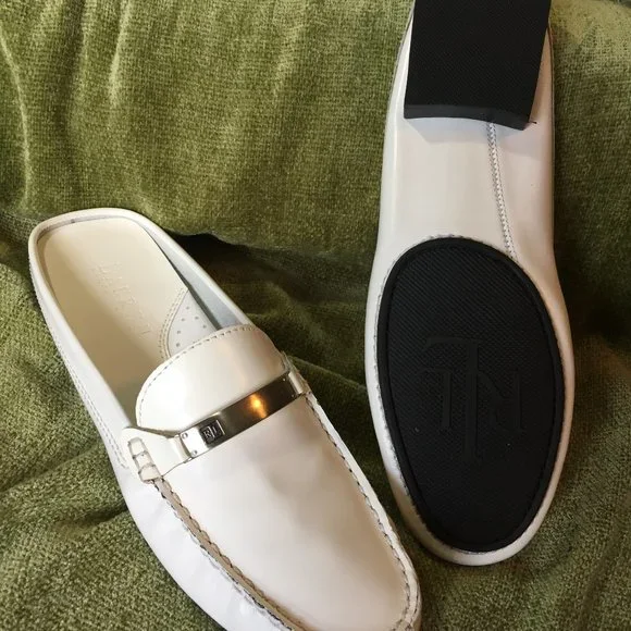 Ralph Lauren White Leather Mindy Mule/Slide - Picture 11 of 16